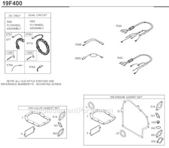 Page G Diagram and Parts List for 19F400 0043-1137 Briggs and Stratton Engine